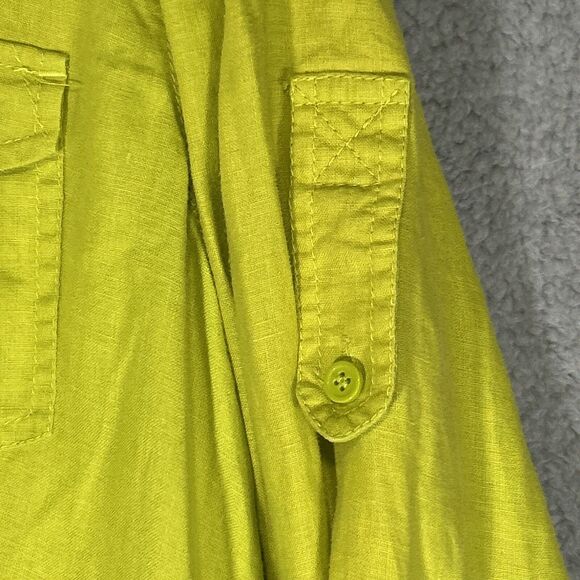 Liz Claiborne Women’s XL Chartreuse Button Up Top Long Sleeve - Picture 3 of 13